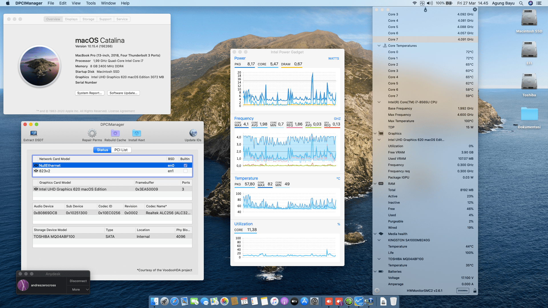 Success Hackintosh macOS Catalina 10.15.4 Build 19E266 at Acer Swift 3 SF314-55G-768V